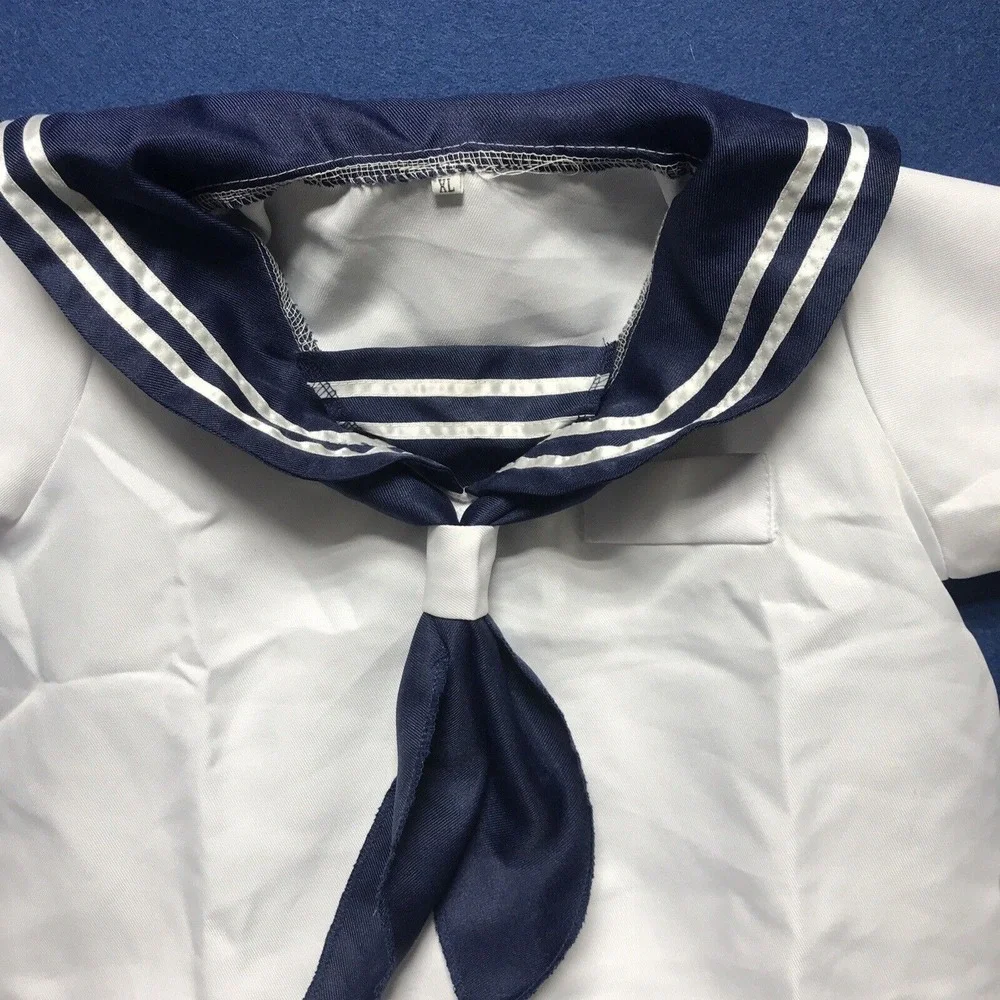 Girls Navy Sailor Costume Halloween Blue Uniform School Measurements Description